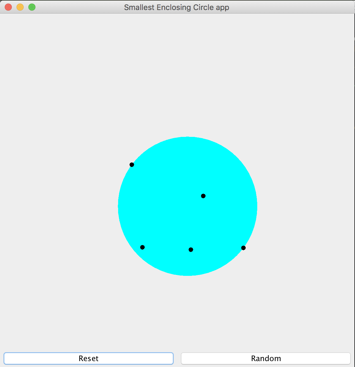 Smallest enclosing circle demo 1